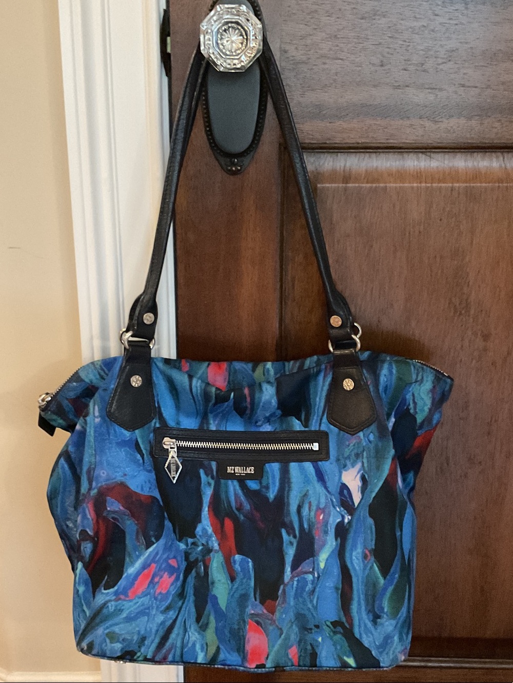 MZ Wallace Blue Abstract Chelsea Tote